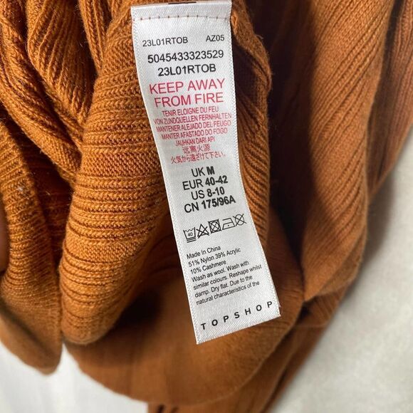 Topshop Drop Armhole Knit Crew Neck Ribbed Long Sleeve Sweater Size 8/10 Medium - Picture 6 of 10